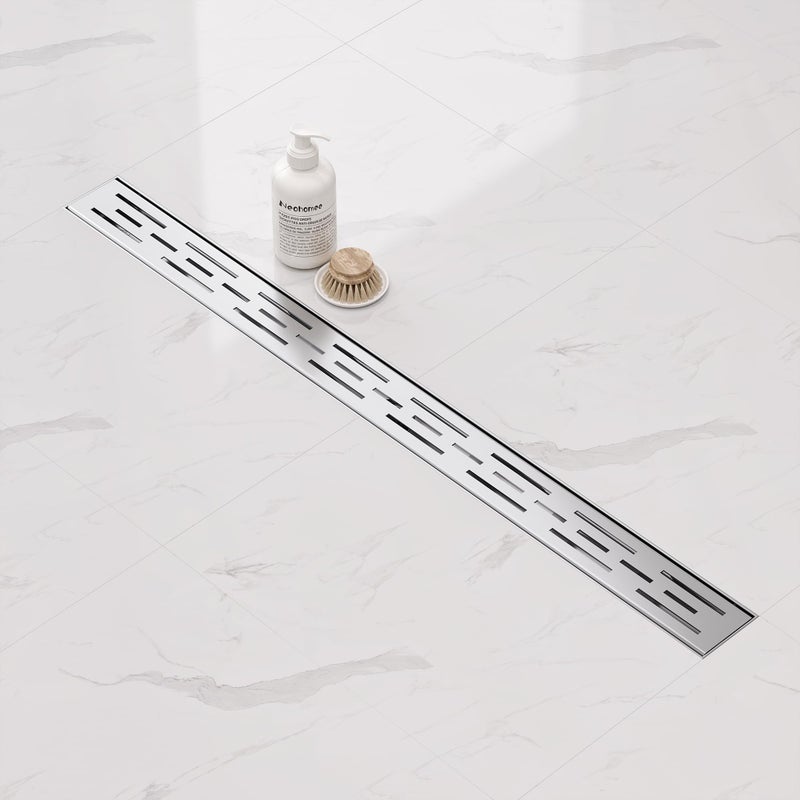 Neodrain 32 Inch Rectangular Linear Shower Drain with Brick Pattern Grate, Brushed 304 Stainless Steel Bathroom Floor Drain,Shower Floor Drain Includes Hair Strainer - Image 5